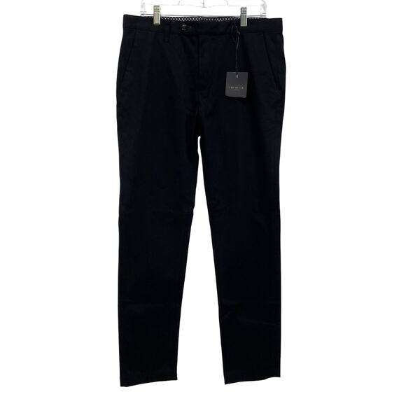Ted Baker Indony Slim Fit Flat Front Men's Pants in Black Size 34R New With Tags